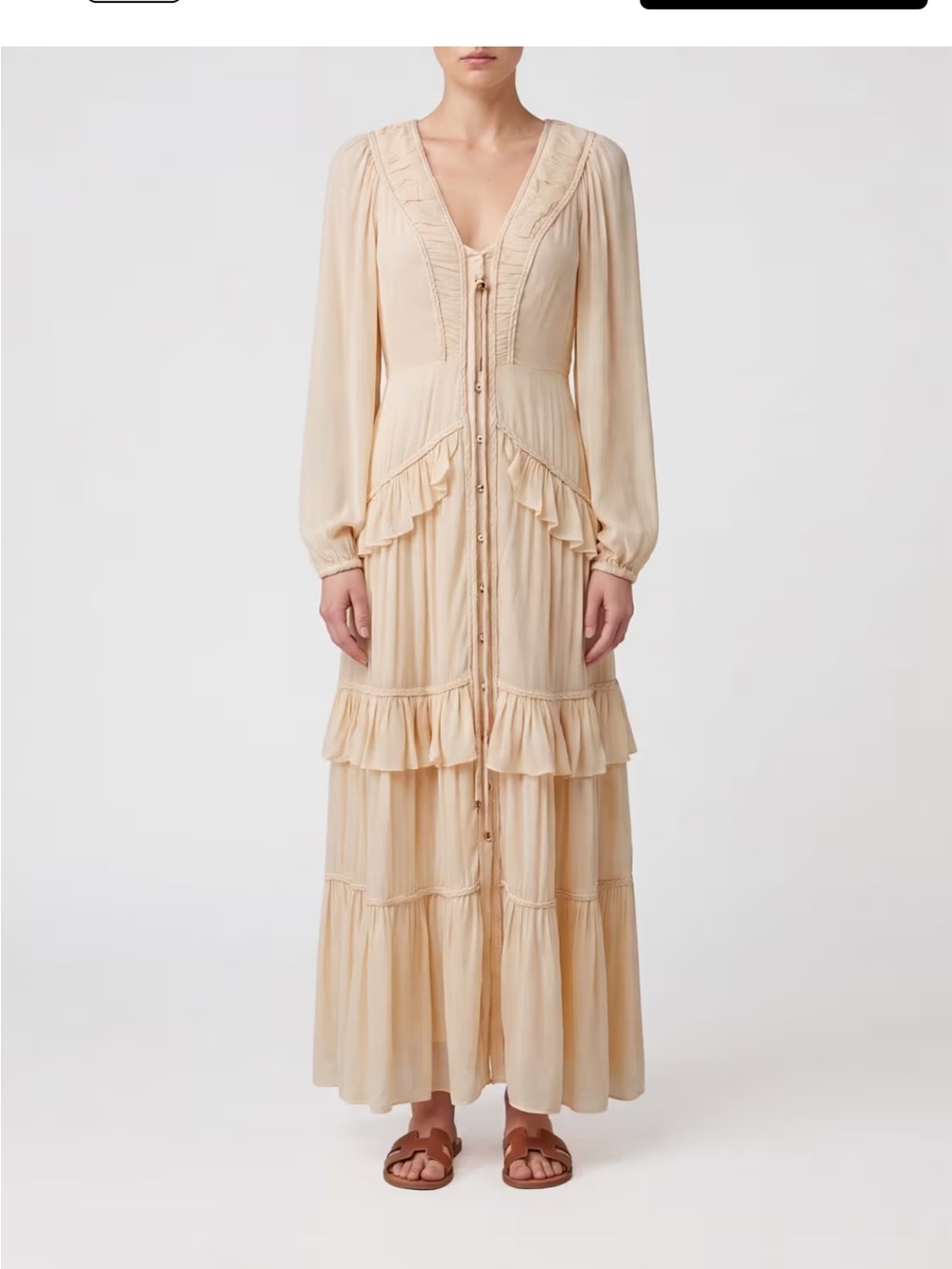 FARM Rio Ruffle Maxi Dress Butter Yellow Women’s Size Medium
